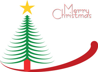 Christmas Tree Vector on white. Red Christmas Tree Painted illustration. Sketch, drawn or painted artistic illustration of a x mas tree. Ribbon Christmas Stylish Tree. Vector can be to any size.