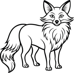 Vector illustration of a cute fox standing in nature with white background and wildlife animals around