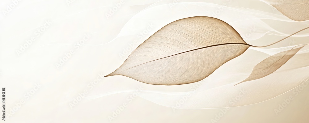 Poster delicate leaves float gracefully within a textured abstract background