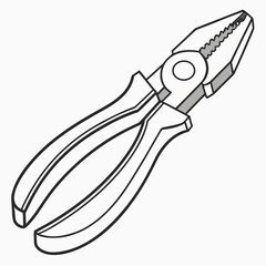 A simple line drawing illustration of combination pliers with black handles and grey jaws on a white background