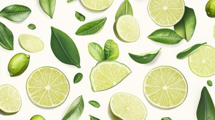 Fresh Limes and Leaves Pattern.