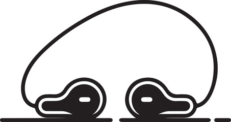 Wireless Earbud Headphones Line Art Vector Icon