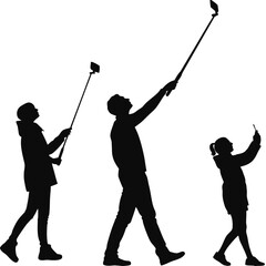 People Holding Selfie Stick