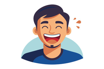 Joyful Laughter Illustration: An illustration of a man expressing joy and laughter with a big smile, conveying a sense of happiness and cheerfulness.