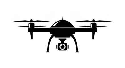 Drones dark silhouette against black backdrop
