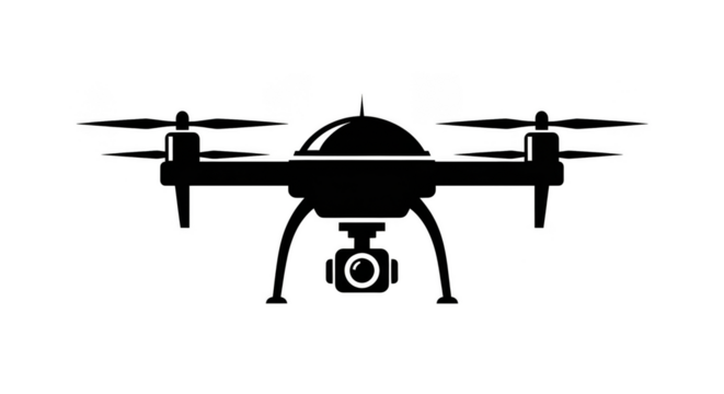 Drones dark silhouette against black backdrop