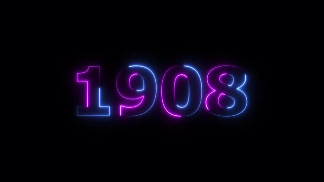 1908 Sal neon text background animation. Glowing neon business number text background 4k video.