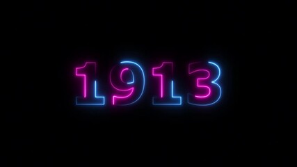 1913 Sal neon text background animation. Glowing neon business number text background 4k video.