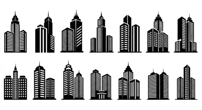 Glowing cityscapes shimmer in dark night