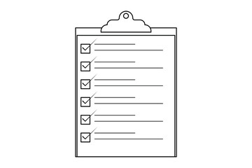 Clipboard with checklist one line art continuous drawing in minimalist outline vector illustration