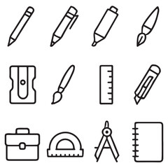 Stationery line icon set vector. Vector editable stroke icon.