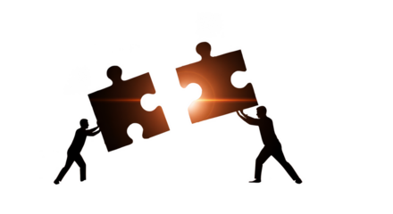 Puzzle piece cooperation in the dark