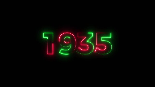 1935 Sal neon text background animation. Glowing neon business number text background 4k video.