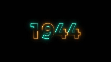 1944 Sal neon text background animation. Glowing neon business number text background 4k video.