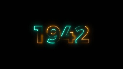 1942 Sal neon text background animation. Glowing neon business number text background 4k video.