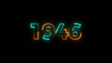 1946 Sal neon text background animation. Glowing neon business number text background 4k video.