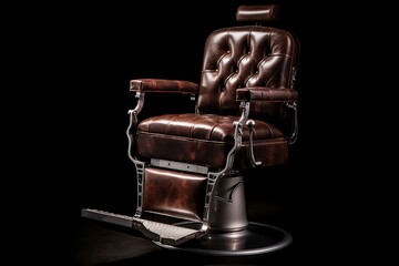 Obraz premium Vintage leather barber chair professional salon equipment for barbershop design