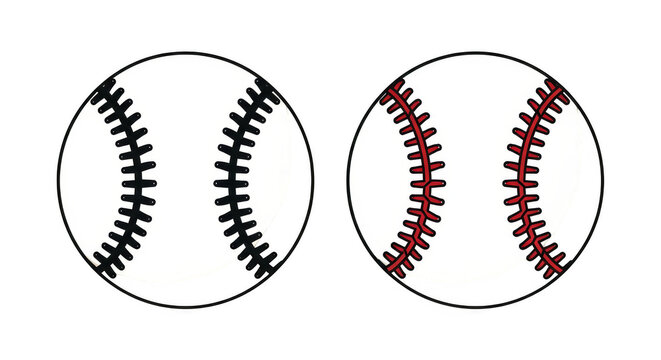 Twin baseballs One black one red laced