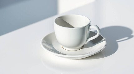 Minimal White Coffee Cup on Clean Table