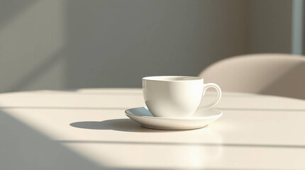 Minimal White Coffee Cup on Clean Table
