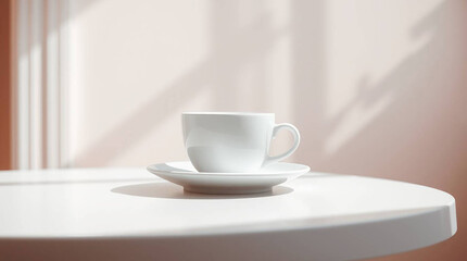 Minimal White Coffee Cup on Clean Table