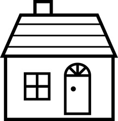 Simple bold line house outline icon flat vector.
Transparent background.