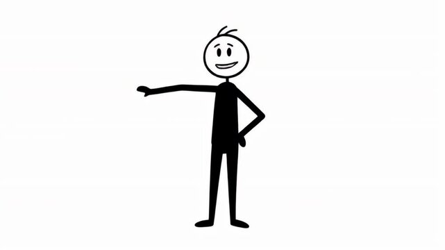 Animated Black Stick Figure Nodding and Gesticulating on White Background Seamless Loop Perfect for Simple Instructions and Basic Tutorials Friendly Demeanor Motion Graphic Design Stick Pictogram
