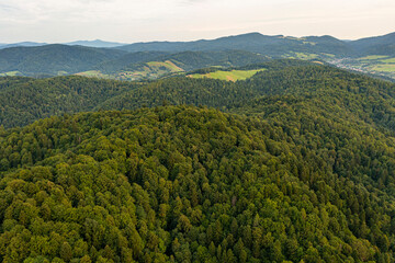 Obraz premium Muszyna, Beskid Sądecki, widok ogólny, z lotu ptaka 
