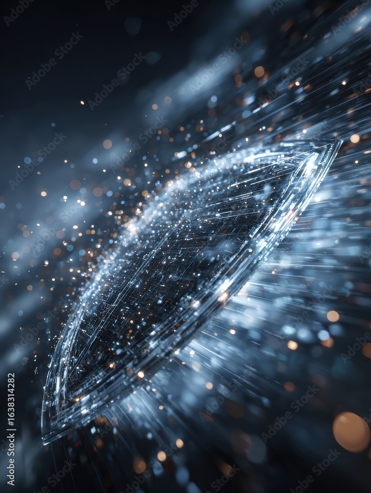 Poster cybersecurity shield a futuristic glowing shield deflects a stream of digital particles symbolizing 