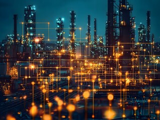 Fototapeta premium An industrial hub with a decentralized smart grid and flexible power distribution driven by digital revolution long title A sprawling industrial