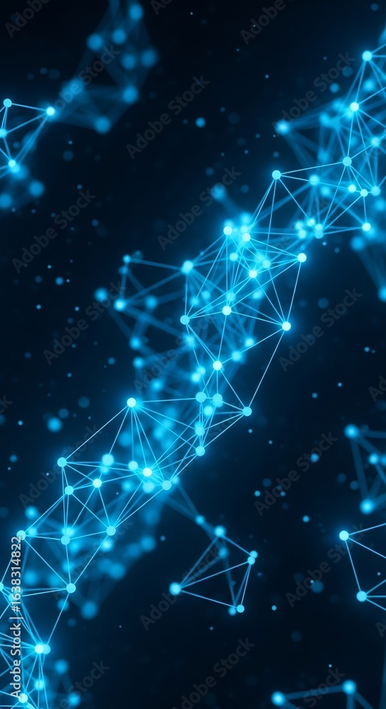 Poster abstract technology background with connecting dots and lines, representing a digital network