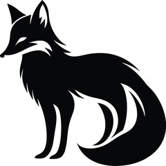 Elegant Fox Silhouette Design A Striking Monochromatic Symbol of Wildlife and Wilderness