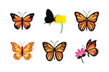 set of vector butterflies