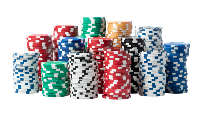 Colorful Stacks of Casino Poker Chips Gambling Fortune Risk
