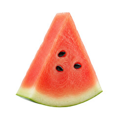 Closeup bright red watermelon slice against black background