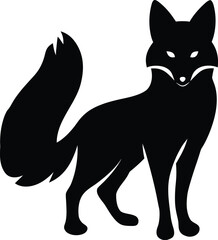 Stylized Silhouette of a Fox Standing Alert A Striking Design Showcasing the Animal's Graceful Form and Sharp Features