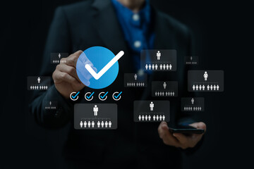 Leadership Selection and Quality Team Recruitment Concept, Businessmen Assessing Skills, Choosing...
