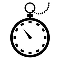 Silhouette of Pocket Watch with Chain Vector