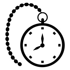 Silhouette of Pocket Watch with Chain Vector