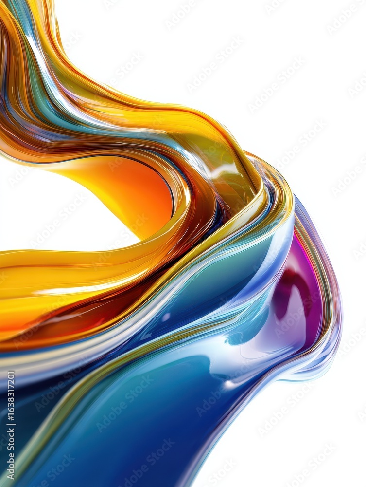 Aufkleber abstract colorful waves in a flowing motion on a white background