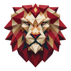 Obraz premium Detailed Geometric Lion Face Design on Transparent Background