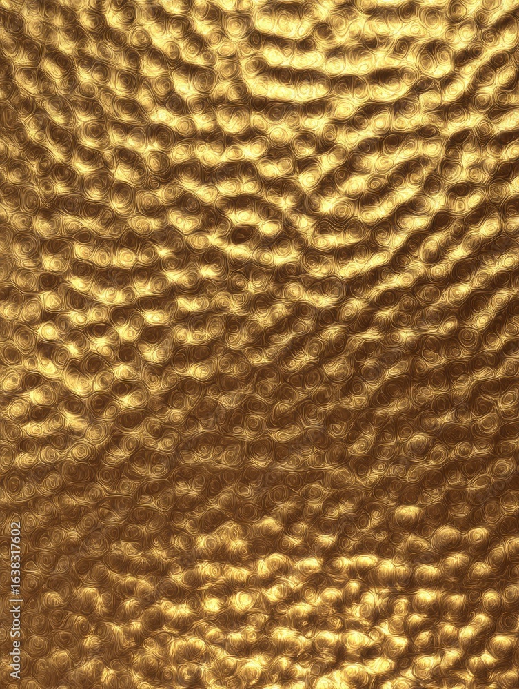 Poster abstract background of golden hammered brass surface metallic texture or pattern for backdrop design