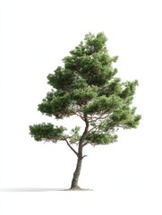 a small pine tree stands against a plain white background