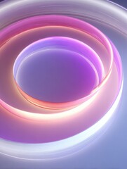 Obraz premium geometric concentric circles in soft glowing neon colors gently fading into a serene infinite space with hightech elegance