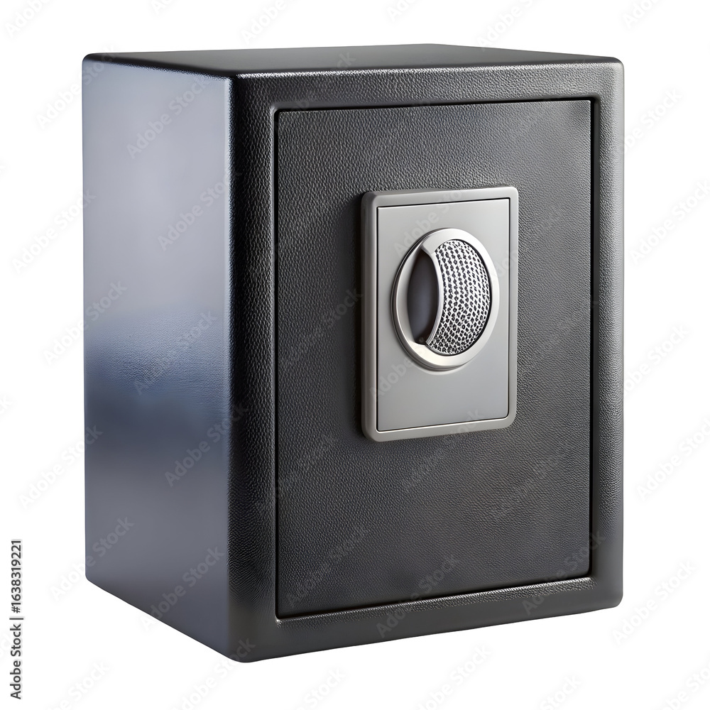 Poster black safe with metallic dial isolated on a transparent background
