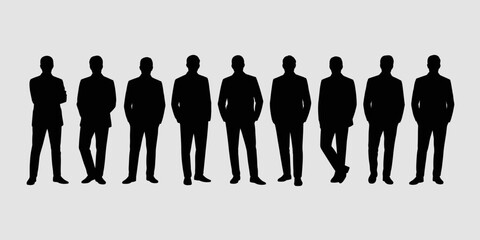 Silhouette of Men in Formal Poses for Professional and Business Use

