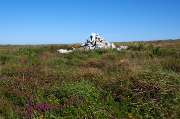 Cairn in the Monts d'Arr&eacute;e in Brittany in France, Europe