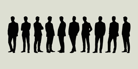 Silhouette of Men Standing in Various Poses for Business and Professional Use

