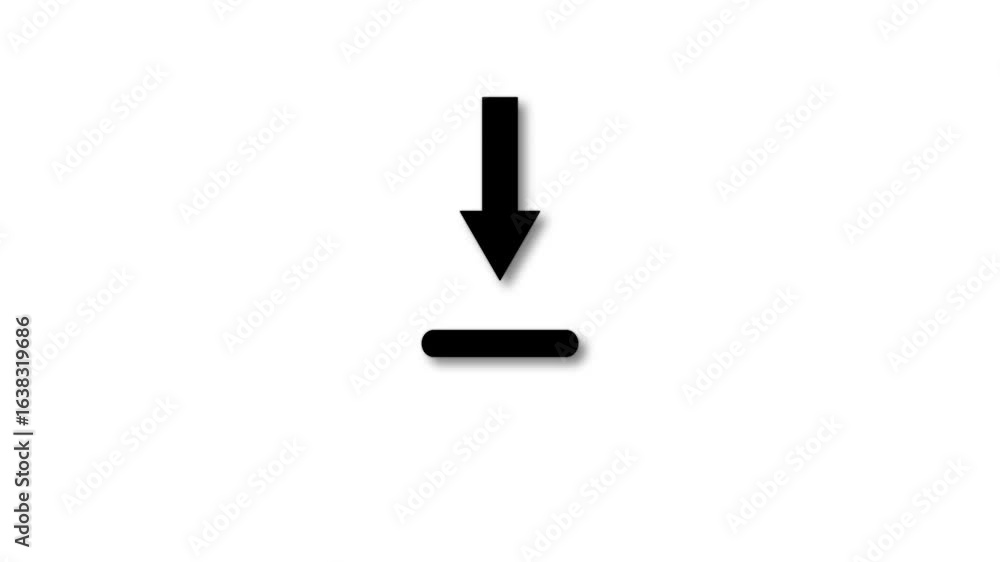 Poster animated arrow pointing down animation, technology directional arrow animation on white background.