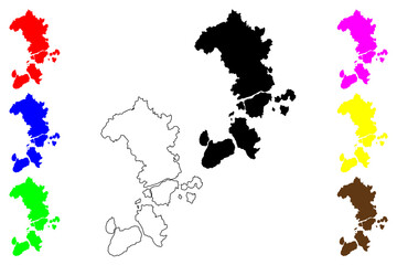 Onomichi city (Japan, Nihon-koku or Nippon-koku, Chugoku region) map vector illustration, scribble sketch Onomichi-shi map